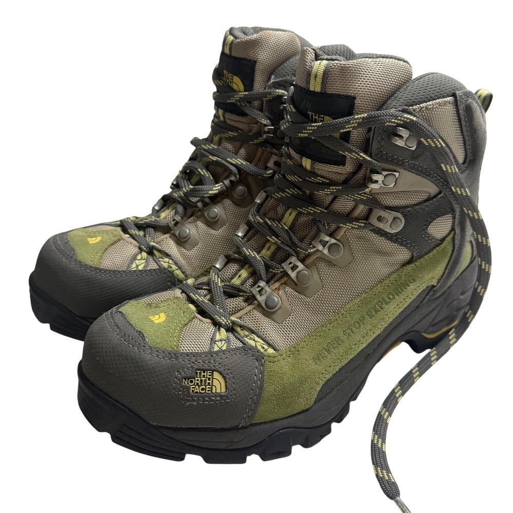 The North Face Gore-Tex Vibram Hiking Boots Olive Green Suede Mesh Women's